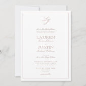 Klassische dusty Rose Script Monogram Wedding Einladung (Vorderseite)