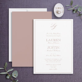 Klassische dusty Rose Script Monogram Wedding Einladung