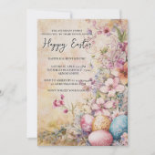 Klassische einfache Blumen und Eier glücklich Oste Einladung (Vorderseite)