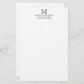 Klassische einfache einfache, moderne Monogramm-Na Briefpapier (Vorne/Hinten)