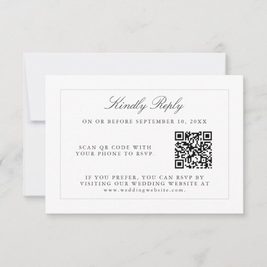 Klassische einfache Elegance Hochzeit RSVP mit QR- (Vorderseite)