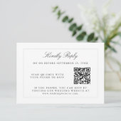Klassische einfache Elegance Hochzeit RSVP mit QR- (Stehend Vorderseite)