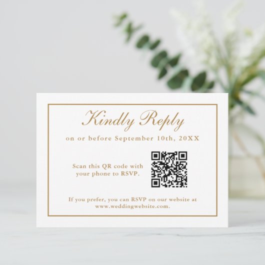 Klassische einfache Elegance Hochzeit RSVP mit QR- (Stehend Vorderseite)