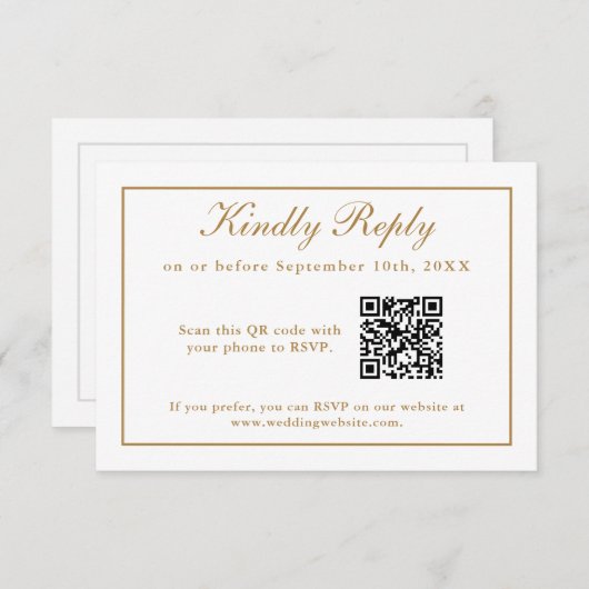 Klassische einfache Elegance Hochzeit RSVP mit QR- (Vorne/Hinten)