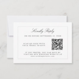 Klassische einfache Elegance Hochzeit RSVP mit QR- Karte