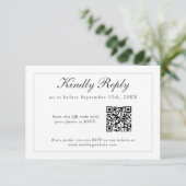 Klassische einfache Elegance Hochzeit RSVP mit QR- Karte (Stehend Vorderseite)