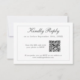 Klassische einfache Elegance Hochzeit RSVP mit QR- Karte
