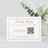 Klassische einfache Elegance Hochzeit RSVP mit QR- Karte (Stehend Vorderseite)