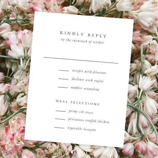 Klassische einfache Elegant-Art-Wedding-RSVP-Karte Einladung