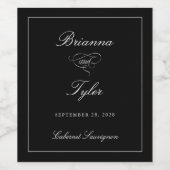 Klassische einfache, elegante Schwarze Hochzeit Weinetikett (Einzelnes Label)