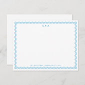 Klassische einfache formblaue 3-Monogramm-Wave-Bor Mitteilungskarte (Vorne/Hinten)