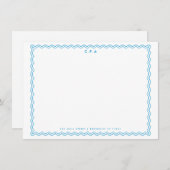 Klassische einfache formblaue 3-Monogramm-Wave-Bor Mitteilungskarte (Vorne/Hinten)