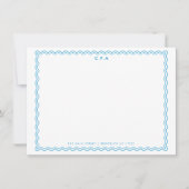 Klassische einfache formblaue 3-Monogramm-Wave-Bor Mitteilungskarte (Vorderseite)