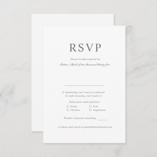 Klassische Einfache Minimalistische UAWG-Antwortka RSVP Karte (Vorne/Hinten)