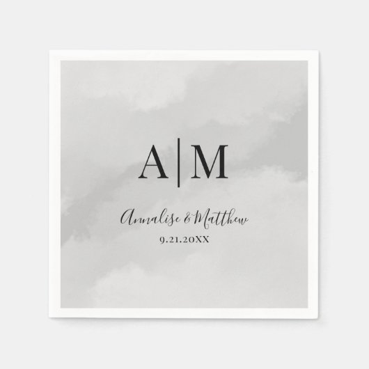 Klassische einfache Monogramm-Hochzeit Serviette (Vorderseite)