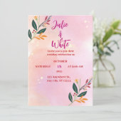 Klassische einfache rosa Hochzeit Einladung (Stehend Vorderseite)