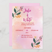 Klassische einfache rosa Hochzeit Einladung (Vorne/Hinten)