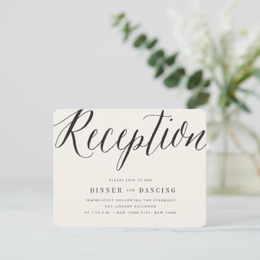 Klassische, einfache Skripte Moderne Hochzeitsempf Einladung (Stehend Vorderseite)