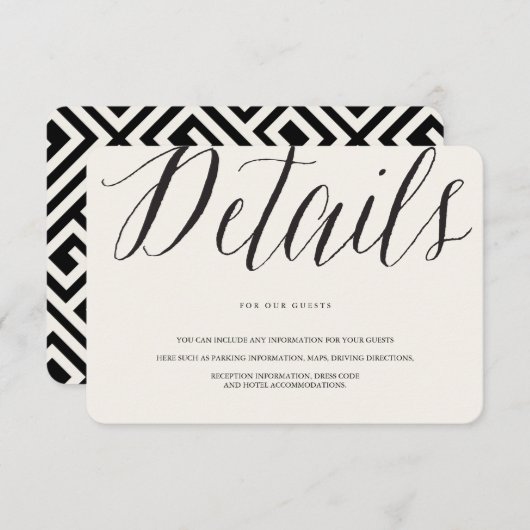 Klassische einfache Skripte Moderne schicke Hochze Begleitkarte (Vorne/Hinten)