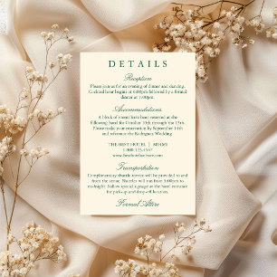 Klassische einfache Smaragdgrüne Hochzeitsdetails RSVP Karte