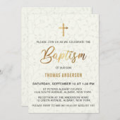 Klassische einfache Vintage Goldtaufe Einladung (Vorne/Hinten)