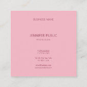 Klassische einfache Vorlage hellrosa Moderne Chic Quadratische Visitenkarte (Rückseite)