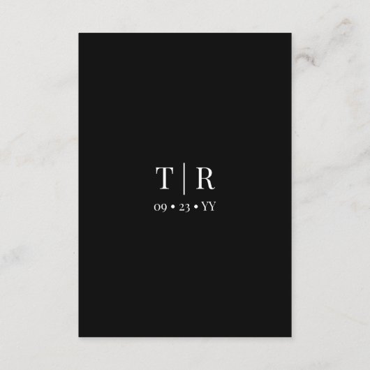 Klassische Einfachheit Schwarz/Weiß Hochzeitsdetai Begleitkarte (Rückseite)