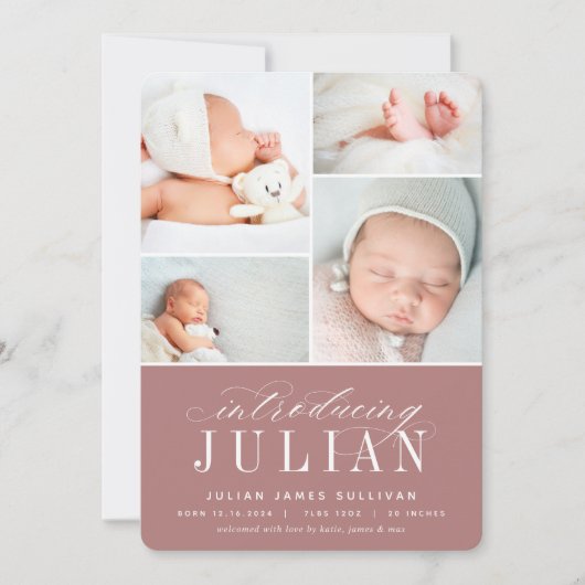 Klassische Einführung | Geburt mehrerer Fotos Ankündigung (Vorderseite)