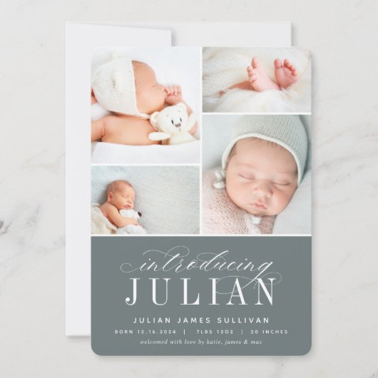 Klassische Einführung | Geburt mehrerer Fotos Ankündigung (Vorderseite)