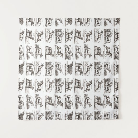 Klassische Einhorn Antike Mythische Magische Kreat Wandteppich (Vorderseite (Horizontal))