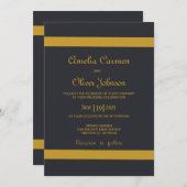 Klassische Einladung mit Marineblau und Gold (Vorne/Hinten)