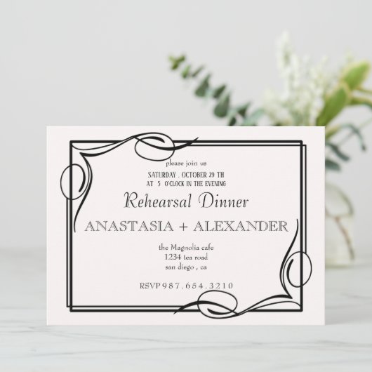 Klassische Einladung zum Abendessen der Probe. (Stehend Vorderseite)