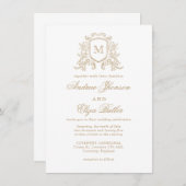 Klassische Einladung zum Hochzeitsfeiern mit Gold  (Vorne/Hinten)