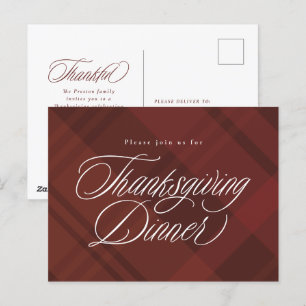 Klassische Einladung zum Thanksgiving-Dinner im He Postkarte