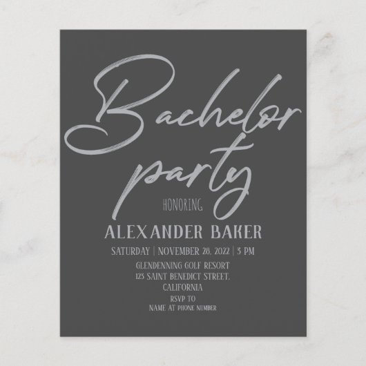 Klassische Einladung zur Bachelor Party. Flyer (Vorne)