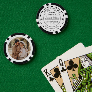 Klassische einzigartige Hochzeit Save The Date Fot Pokerchips
