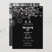 Klassische, einzigartige Schwarz-Weiß-Hochzeit Einladung (Vorne/Hinten)