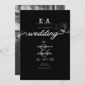 Klassische, einzigartige Schwarz-Weiß-Hochzeit Einladung (Vorne/Hinten)