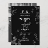 Klassische, einzigartige Schwarz-Weiß-Hochzeit Einladung (Vorne/Hinten)