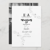 Klassische, einzigartige Schwarz-Weiß-Hochzeit Einladung (Vorne/Hinten)