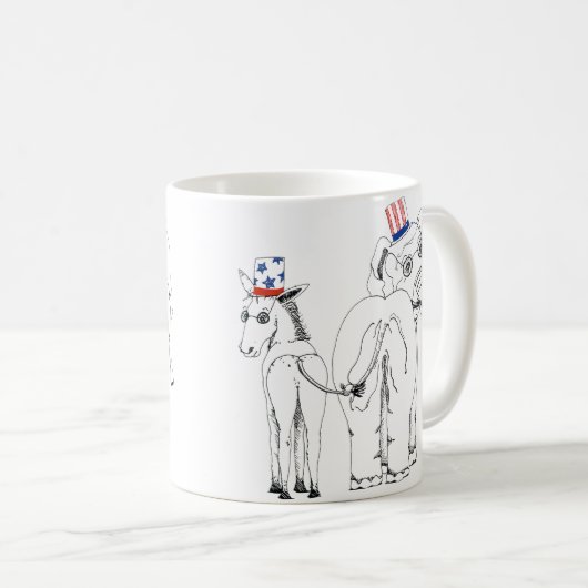 Klassische Elefant-u. Esel-Tasse Kaffeetasse (VorderseiteRechts)