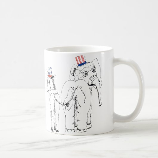 Klassische Elefant-u. Esel-Tasse Kaffeetasse (Rechts)