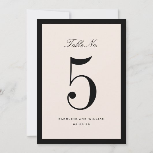 Klassische Elegance Black Wedding Tischnummer Card (Vorderseite)