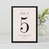 Klassische Elegance Black Wedding Tischnummer Card (Stehend Vorderseite)