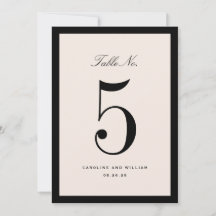 Klassische Elegance Black Wedding Tischnummer Card