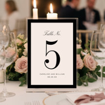 Klassische Elegance Black Wedding Tischnummer Card