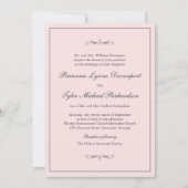 Klassische Elegance Blush Pink Wedding Einladung (Vorderseite)
