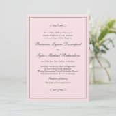 Klassische Elegance Blush Pink Wedding Einladung (Stehend Vorderseite)