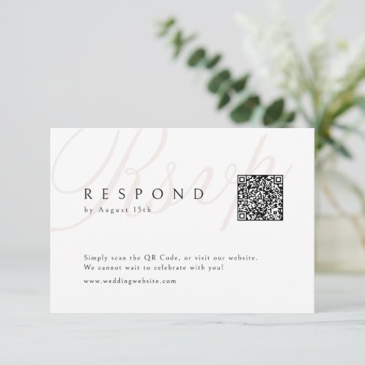 Klassische Elegance Calligraphy Wedding QR Code RSVP Karte (Stehend Vorderseite)