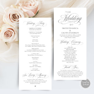 Klassische Elegance Gray Script Hochzeitsfeier Programm